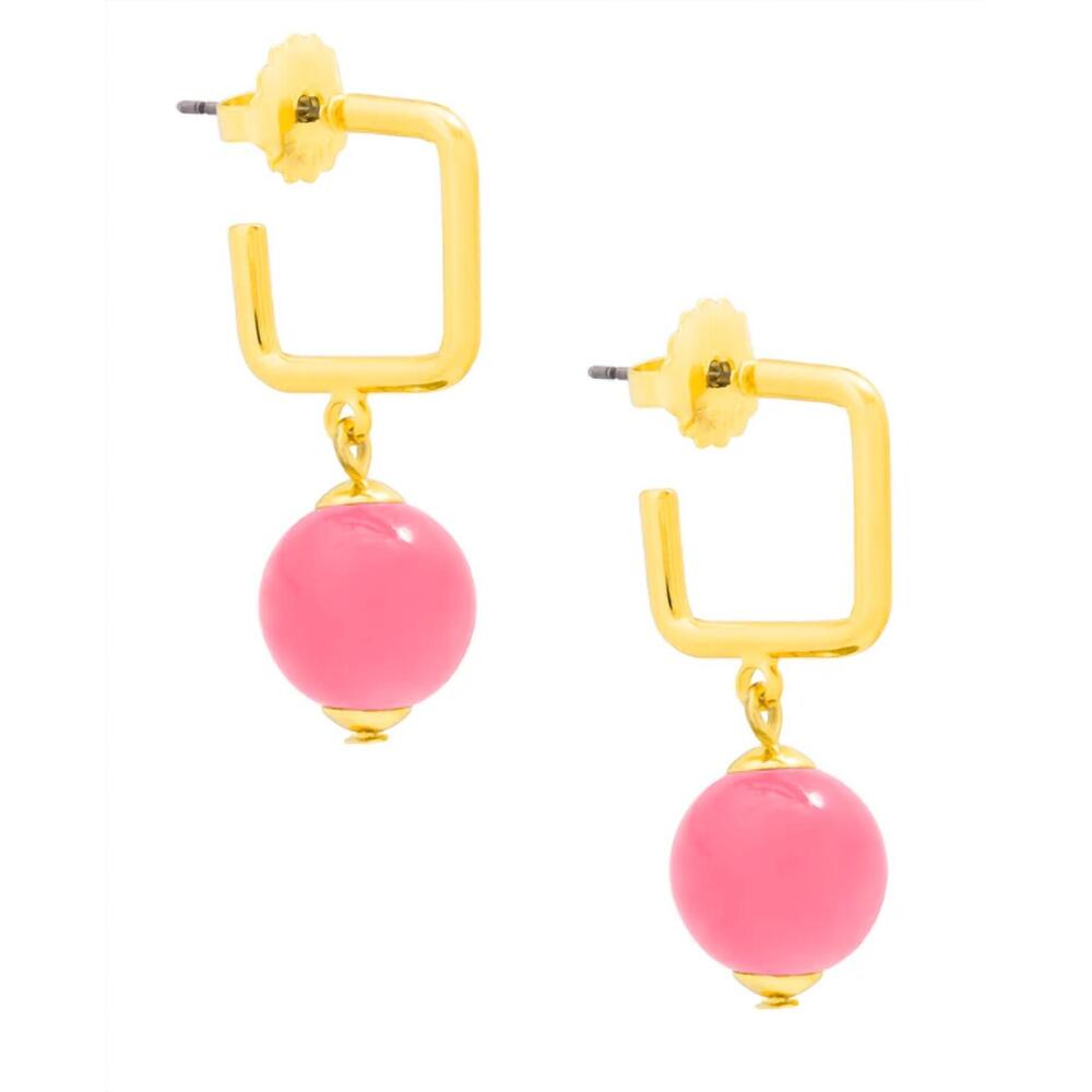 NEW ZENZII women's glassbead square drop earrings in pink